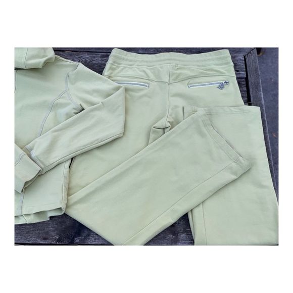 BCBGMaxazria Y2K Track Suit Chartreuse Flare Cuff Stretch Jersey Knit Sz M - Picture 14 of 16